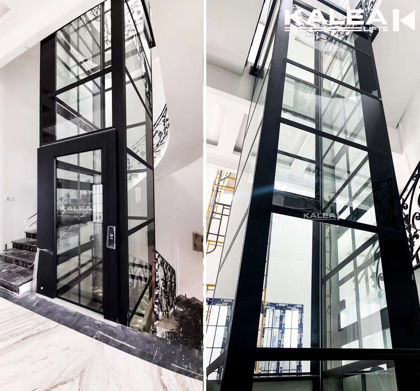 Lắp đặt thang máy gia đình 3 tầng với thiết kế 4 mặt kính an toàn hiện đại