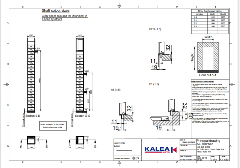 Các loại bản vẽ thang máy gia đình