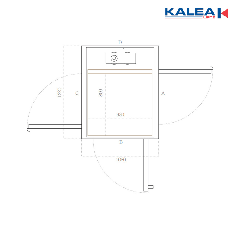 Linh hoạt lựa chọn kích thước thang máy tải trọng nhỏ 300kg cho 2 người sử dụng với diện tích sàn thang 900x930mm và diện tích thông thuỷ 1320x1080mm