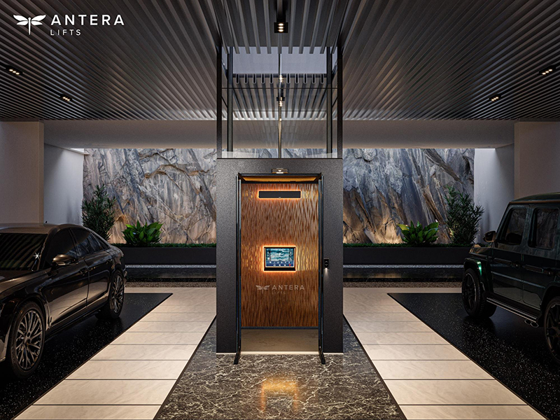 Thang máy Kalea Antera với thiết kế hòa hợp với thiên nhiên, tone màu sang trọng giúp nâng tầm không gian sống