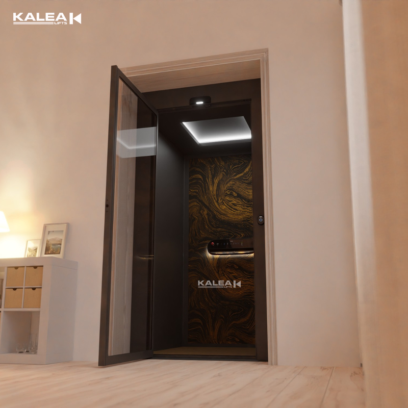 Thang máy gia đình thông minh 350 kg KOSMOS X30 Premium họa tiết phối cảnh 3D, mang đến vẻ đẹp độc đáo cho không gian nhà ở