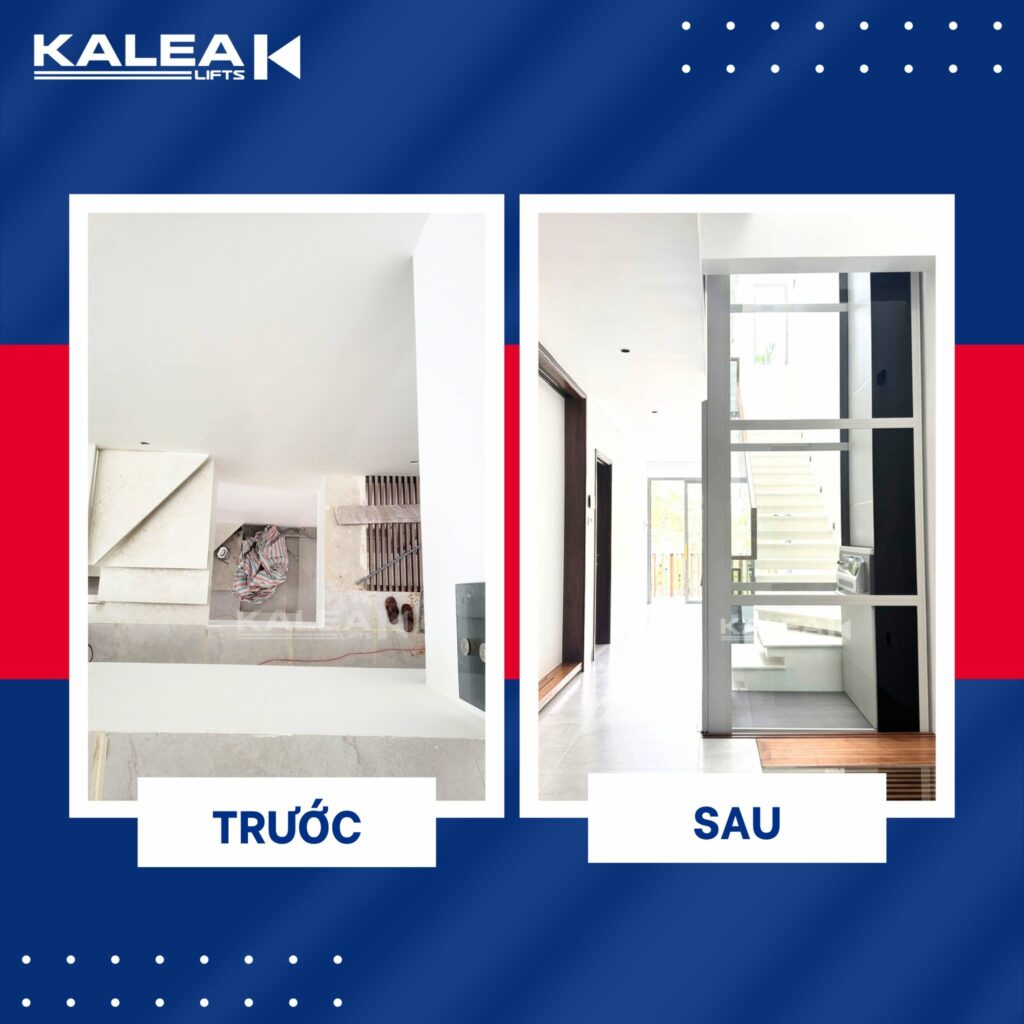 Thang máy kính gia đình Kalea K90 lắp tại giếng trời biệt thự Euro Village Đà Nẵng