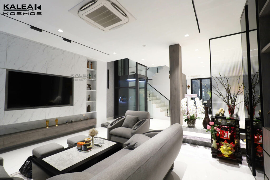 Thang máy gia đình hcm Kalea hài hòa với không gian nội thất