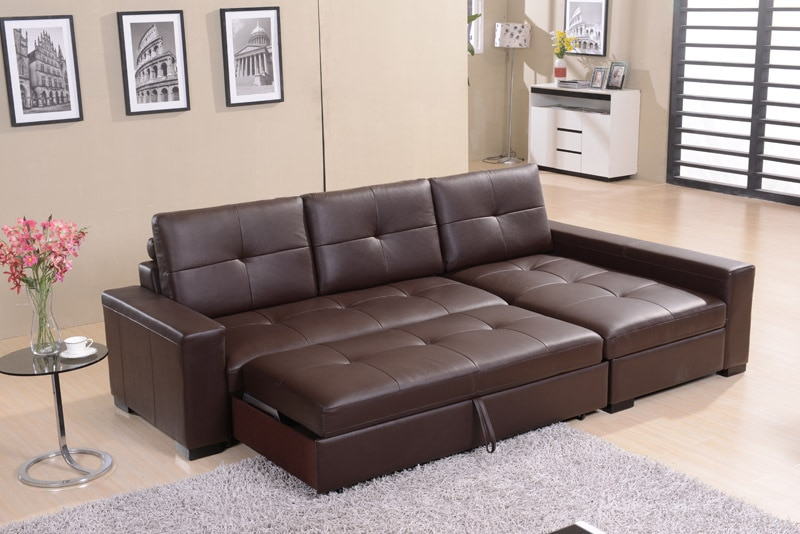 Sofa kết hợp với giường còn được tích hợp thêm không gian lưu trữ đồ phía dưới