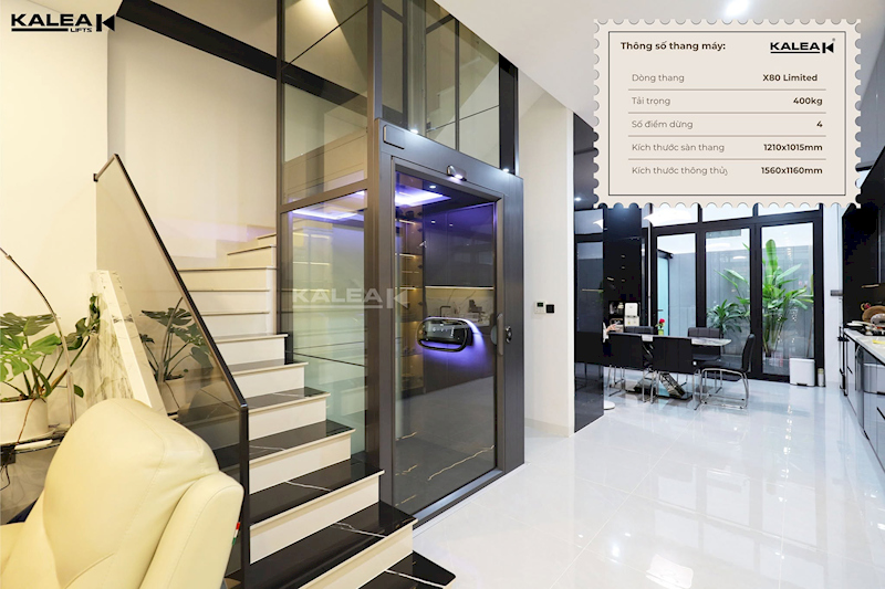 Thang máy cabin đã tích hợp giếng thang X80 Limited được thi công từ bản vẽ đến công trình hoàn thiện.