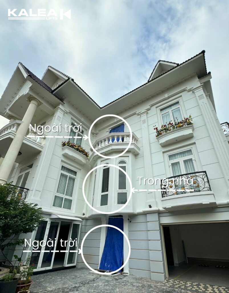 Bên ngoài của công trình trước khi lắp đặt thang máy ngoài trời Kalea