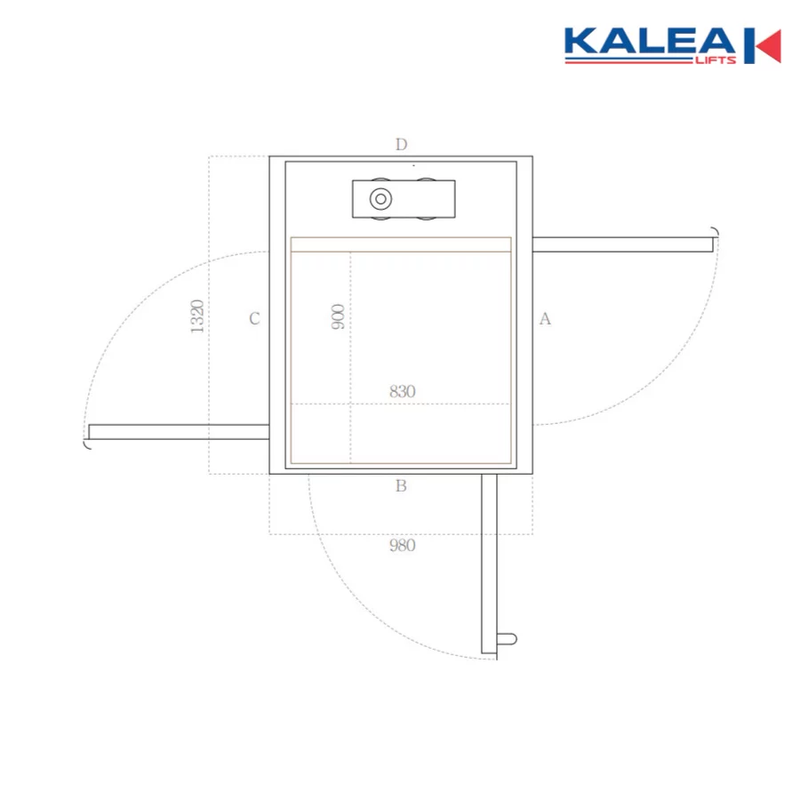 Bản vẽ tham khảo kích thước size S với kích thước thông thủy 1.320 × 980 mm.