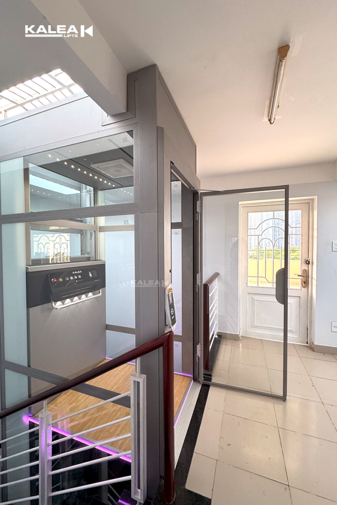 Thang máy mini Kalea Lifts lắp đặt không cần phòng máy, hạn chế tác động đến kết cấu có sẵn của nhà