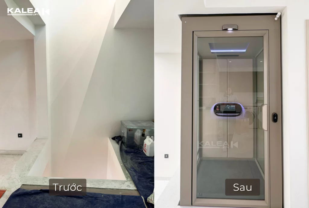 Trước và sau khi hoàn thiện lắp đặt thang máy Kalea X80 Limited