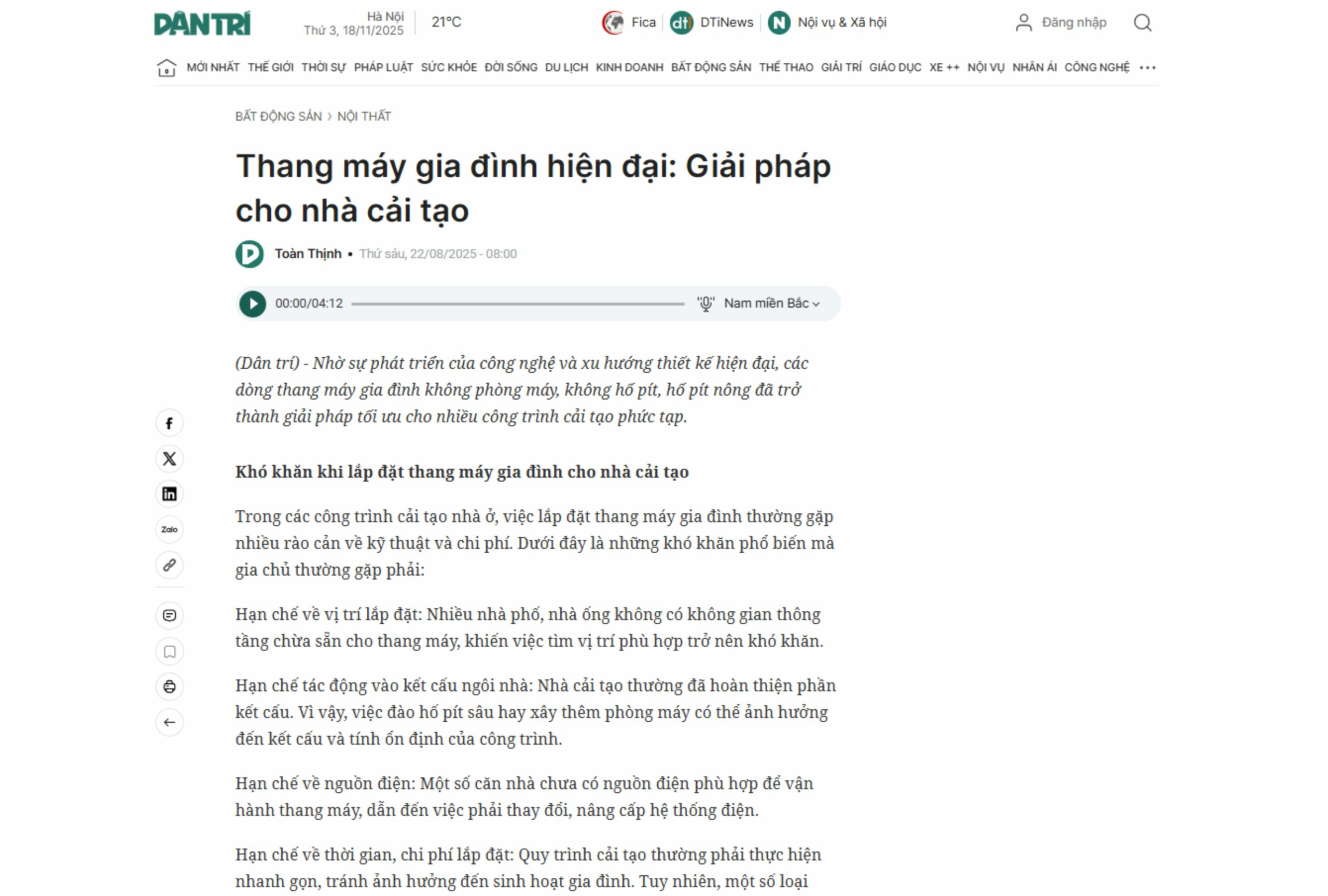 Thang máy gia đình hiện đại: Giải pháp cho nhà cải tạo