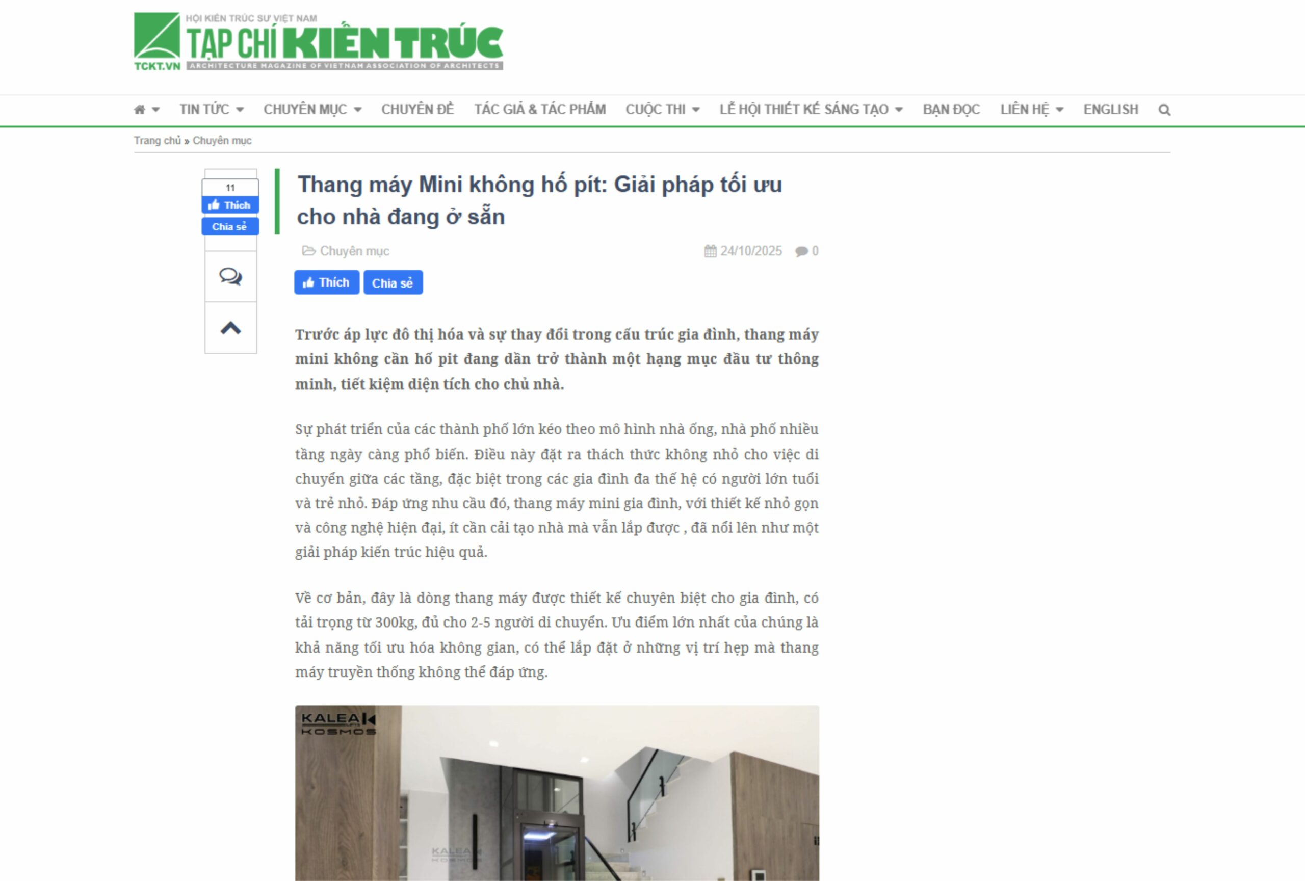 Thang máy Mini không hố pít: Giải pháp tối ưu cho nhà đang ở sẵn