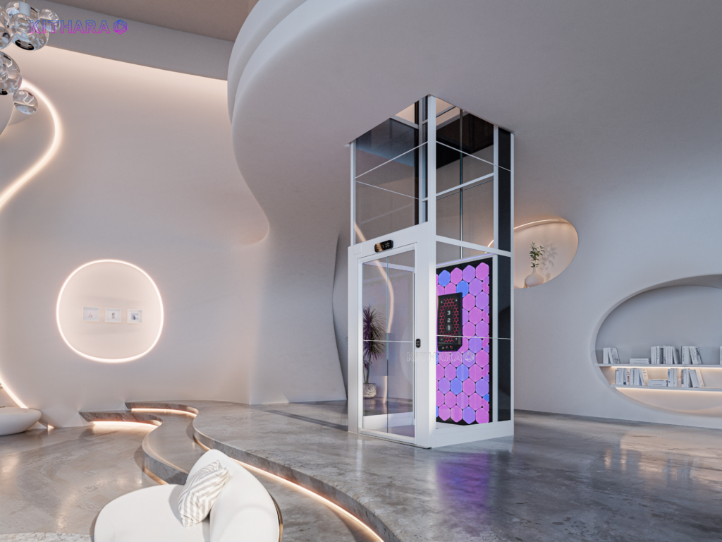 Thang máy kính sàn nâng Kithara được trang bị nhiều tính năng hiện đại