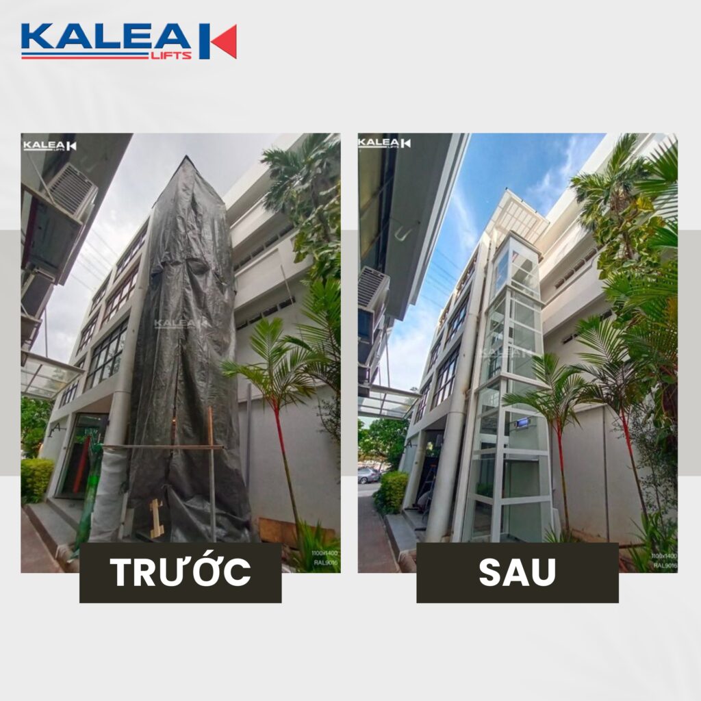 Công trình lắp đặt thang máy ngoài trời Kalea phía sau vườn