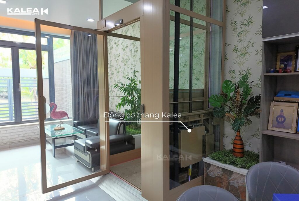 Thang máy kính Kalea lắp đặt tại nhà phố Tp.HCM vận hành êm ái nhờ động cơ PMSM Động cơ PMSM cho thang máy Kalea