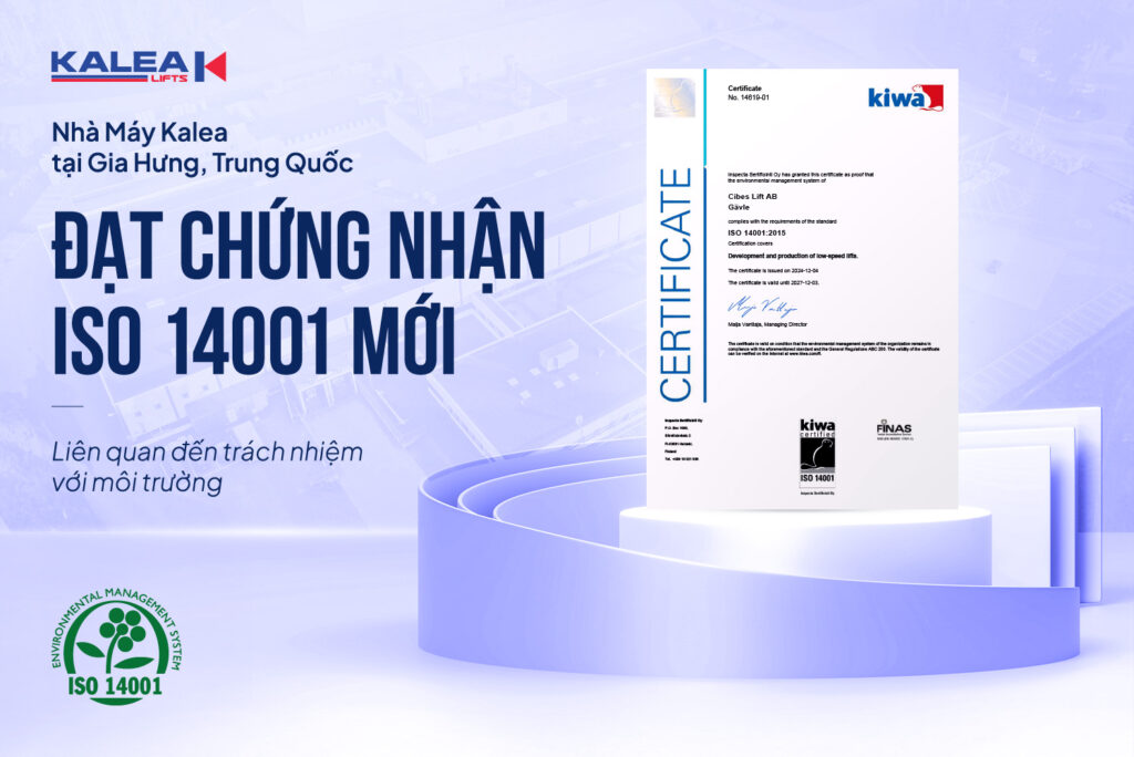chứng nhận ISO 14001:2015 do TÜV Rheinland cấp cho nhà máy Kalea tại Gia Hưng