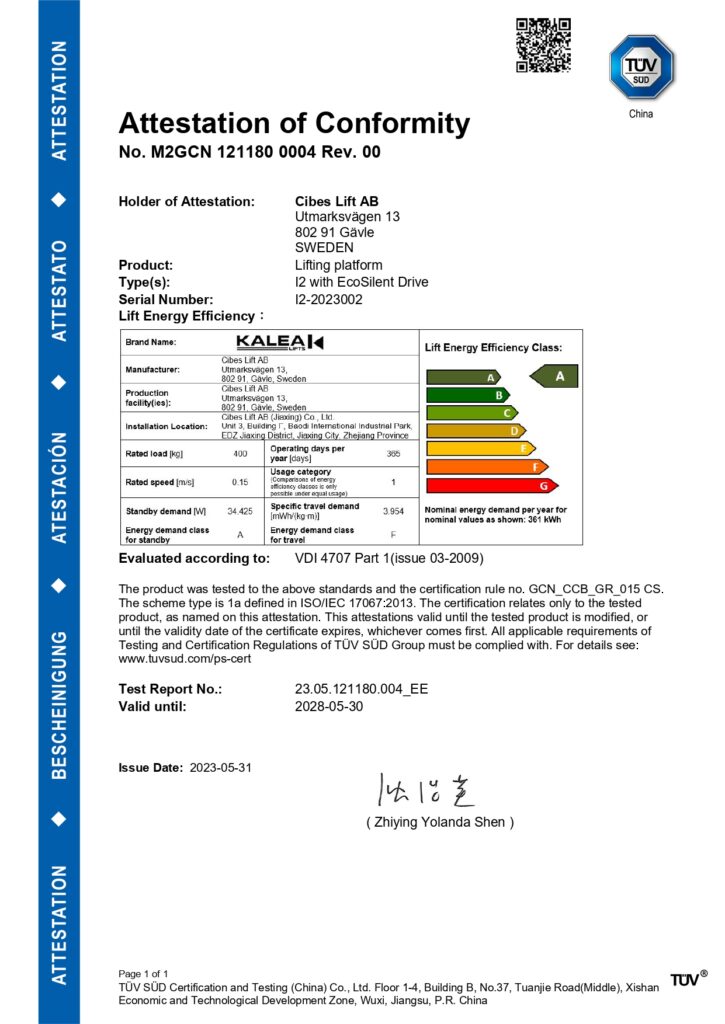 Giấy chứng nhận nhãn năng lượng A của Kalea được TÜV SÜD cấp 