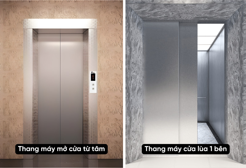Thang máy mở cửa từ tâm và thang máy cửa lùa 1 bên có sự khác nhau về cơ chế hoạt động, không gian lắp đặt…