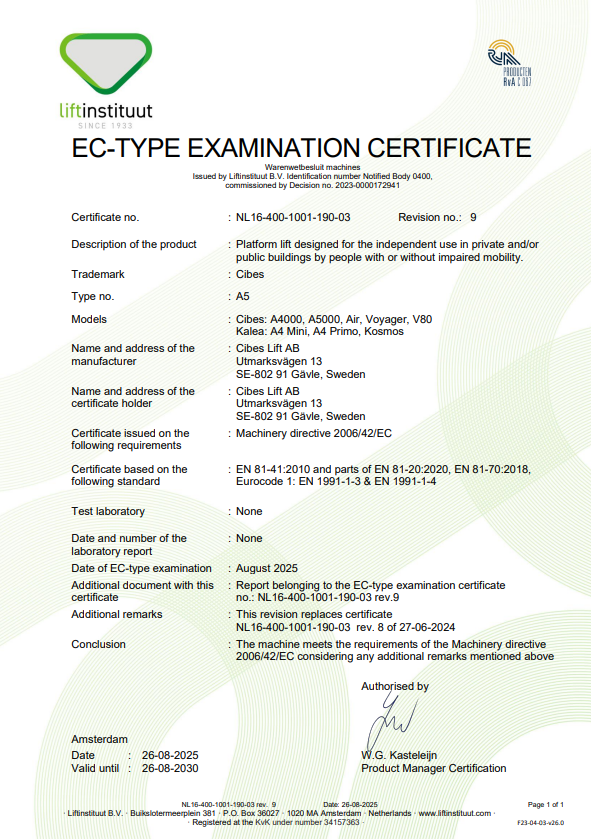 Giấy chứng nhận thẩm định kiểu EC có tham chiếu Eurocode (tiêu chuẩn châu Âu) cho tải gió và tải tuyết
