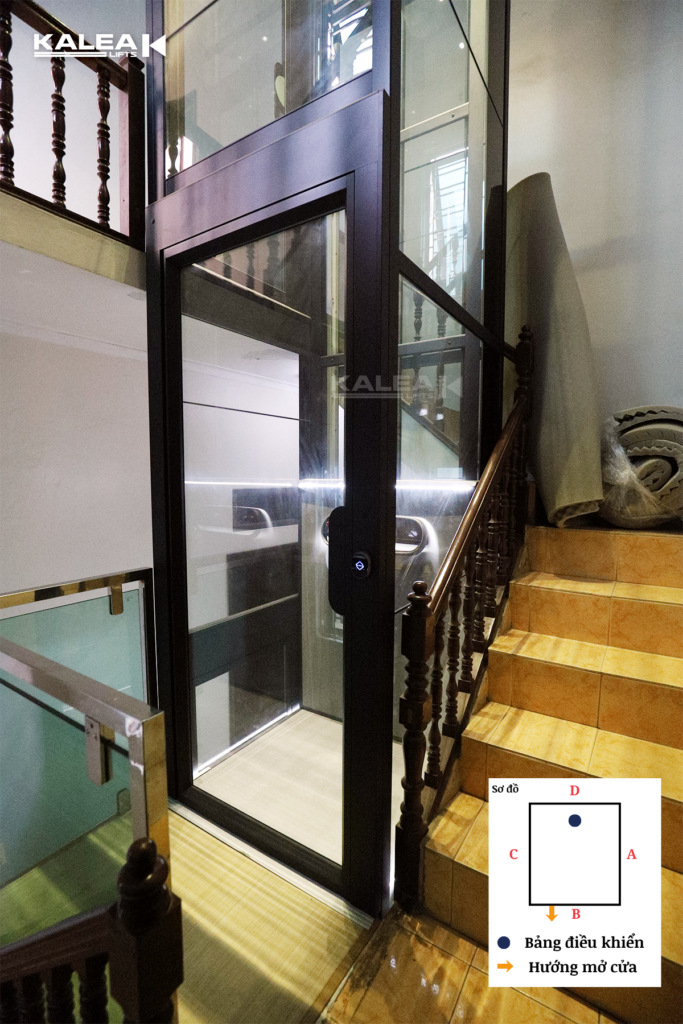 Tầng 4 với cửa mở cạnh B từ chiếu nghỉ cầu thang 
